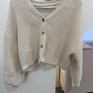 Oak + Fort Cozy Cream Button-Up Sweater Cardigan